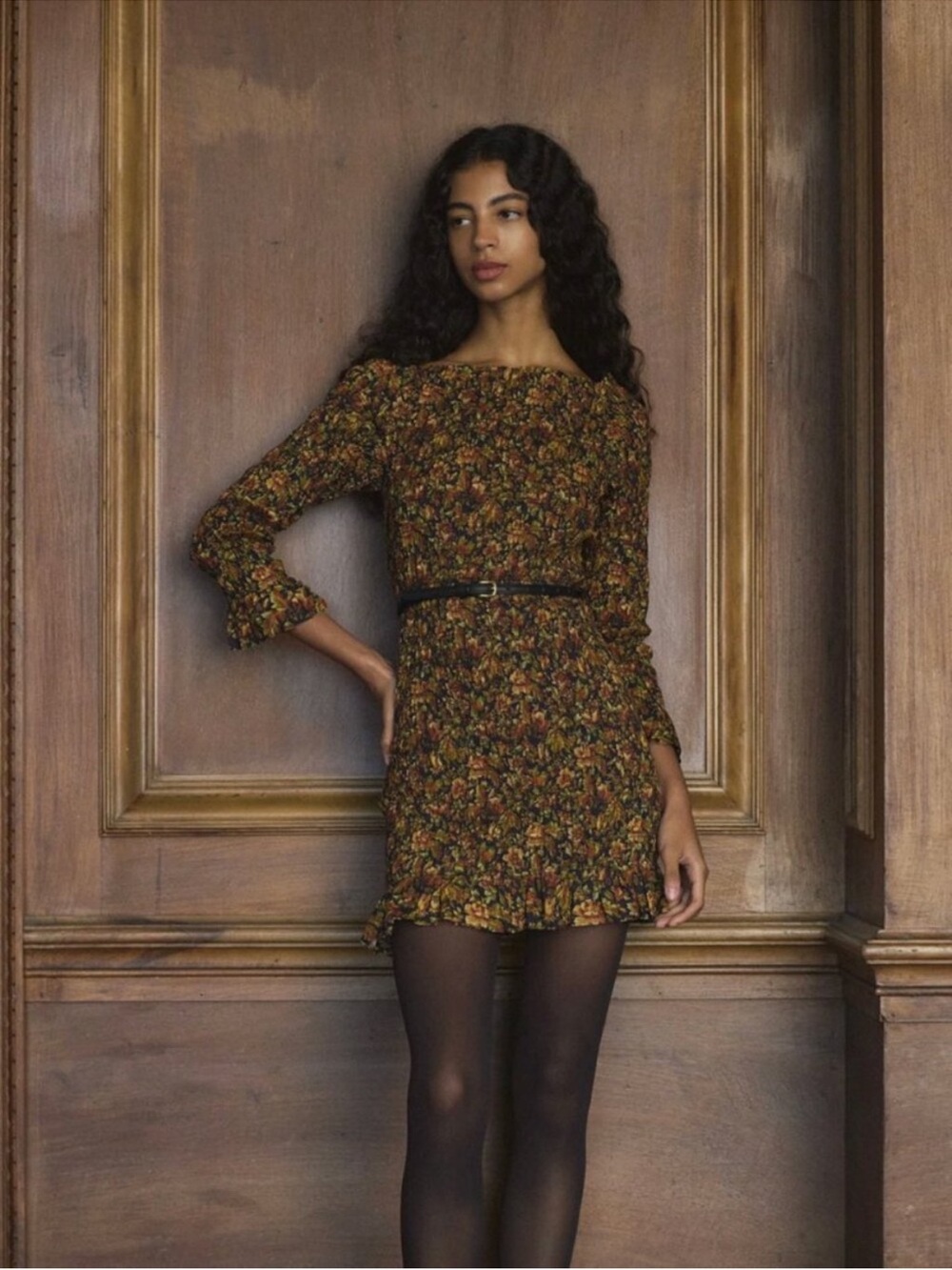 Doen Mini Dress in Olive Multi Floral